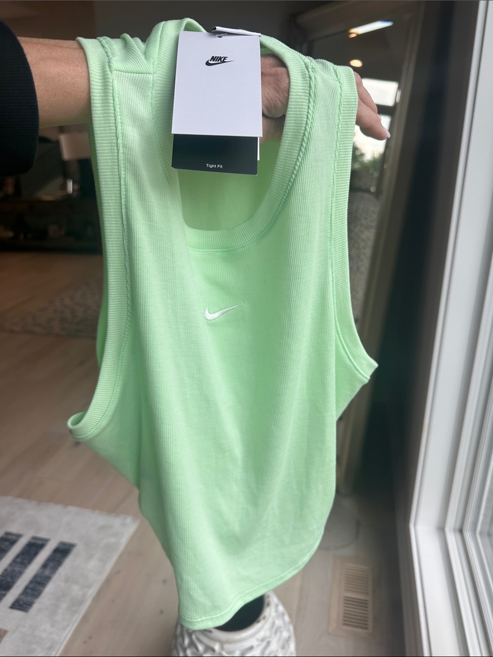 Nike Women's Mint Green Ribbed Cropped Tank - Picture 3 of 4